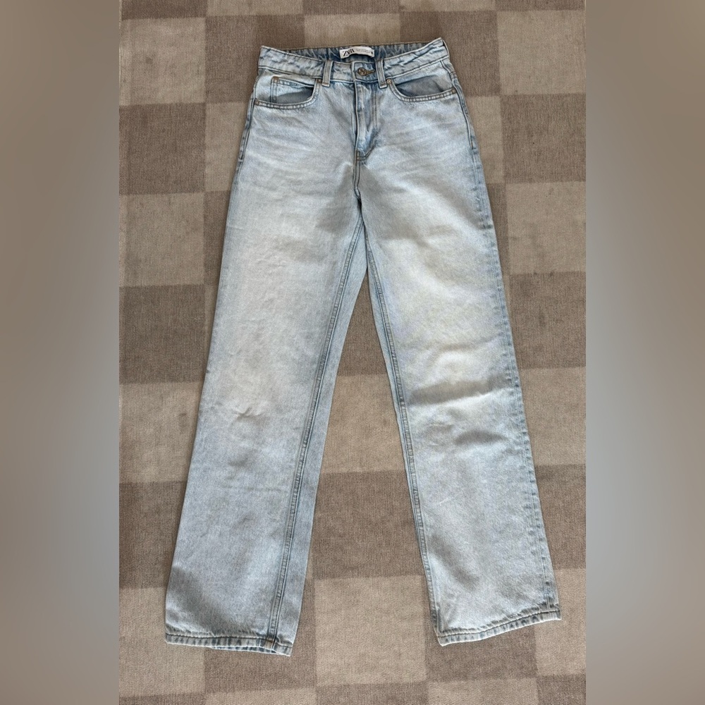Zara Light Blue Straight Leg Jeans - Picture 3 of 4